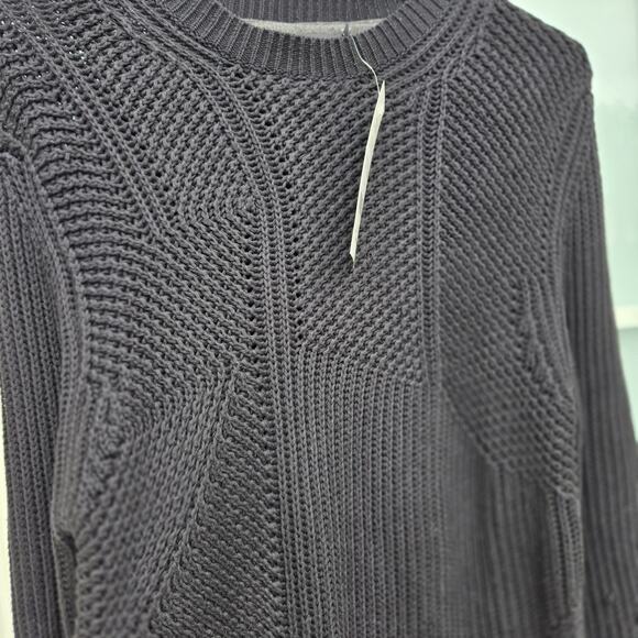 NWT French Connection Mens M Black Sweater Transfer Rib Crewneck Jumper Long - Picture 9 of 15
